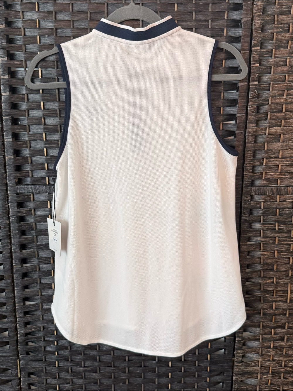 ⛳️ Belyn Key Sleeveless Zip Mock Neck Golf Polo White Navy Size Small NWT - Picture 4 of 9